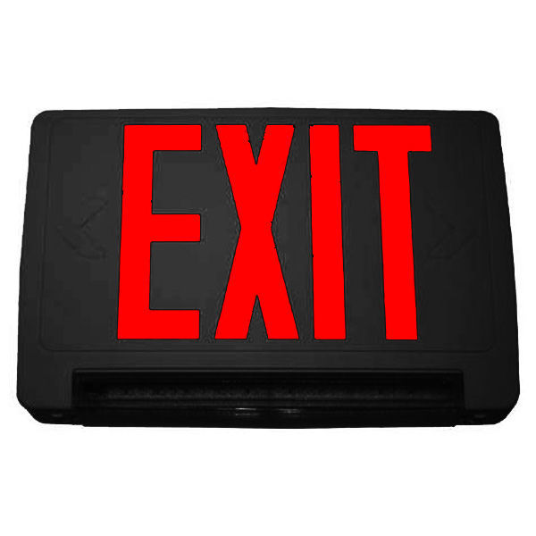 LED Combination Exit Sign - Black Thermoplastic - Red Letters