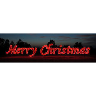 5.7 ft. x 42 ft. - Red - C7 LED - Merry Christmas Script Sign - 120 Volt