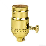 Brass Light Socket - Polished - On/Off Removable Turn Knob - Medium Base - 1/8 IPS - PLT 90-868