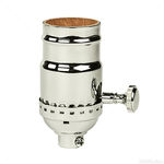Nickel Light Socket - Polished - 3-Way - 2 Circuit - Removable Turn Knob - Medium Base Socket - 1/8 IPS - PLT 90-1669