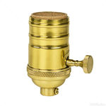 Brass Light Socket - Polished - 3-Way - 2 Circuit - Removable Turn Knob - Medium Base - 1/8 IPS - PLT 80-1046