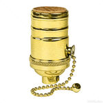 Brass Light Socket - Polished - On/Off Pull Chain - Medium Base - 1/8 IPS - PLT 80-1052